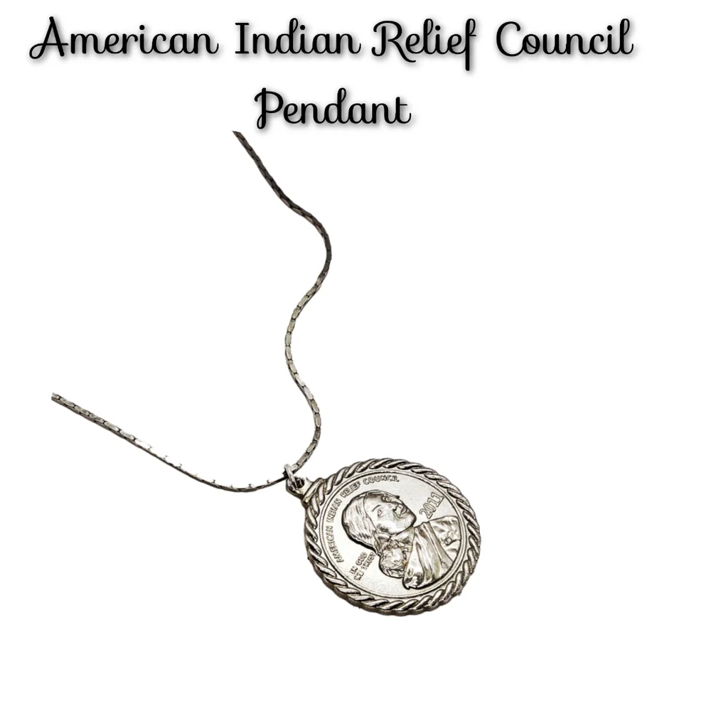 American Indian Relief Council Pendant with White 14k Gold Plated Necklace